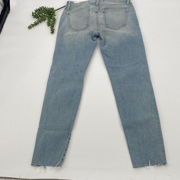 Lovers + Friends Ricky Mid -Rise Skinny Jeans Distressed Faded Step Hem Blue Siz - Picture 8 of 15